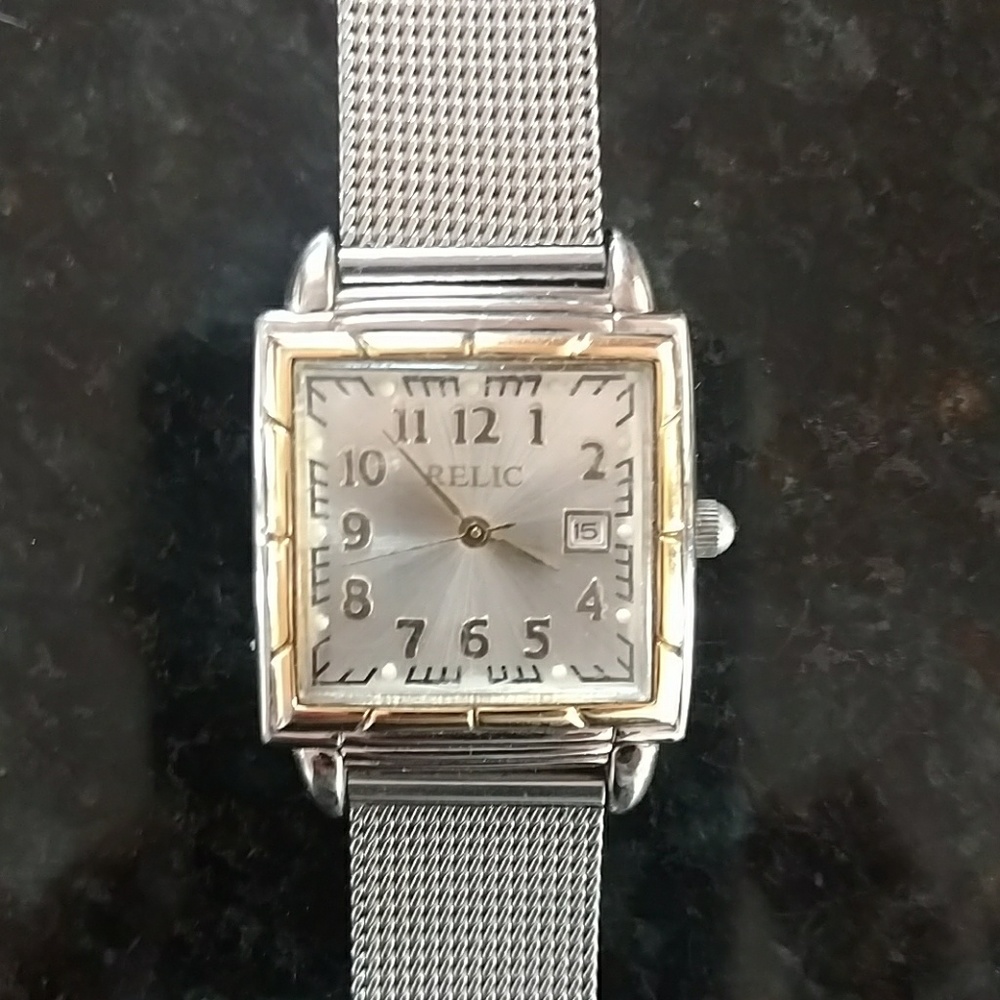 RELIC two tone gold silver ladies date watch